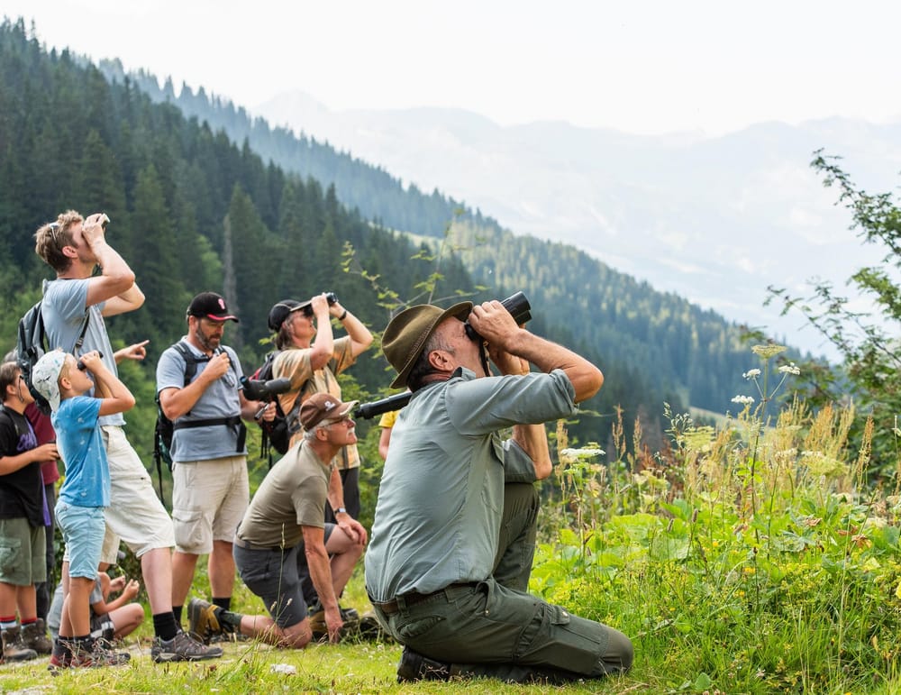 Gruppe auf einer Wanderung in der Surselva